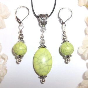 Jewelry Set Matching Earrings Necklace Beaded Handmade Accessory Gift Girl 6207